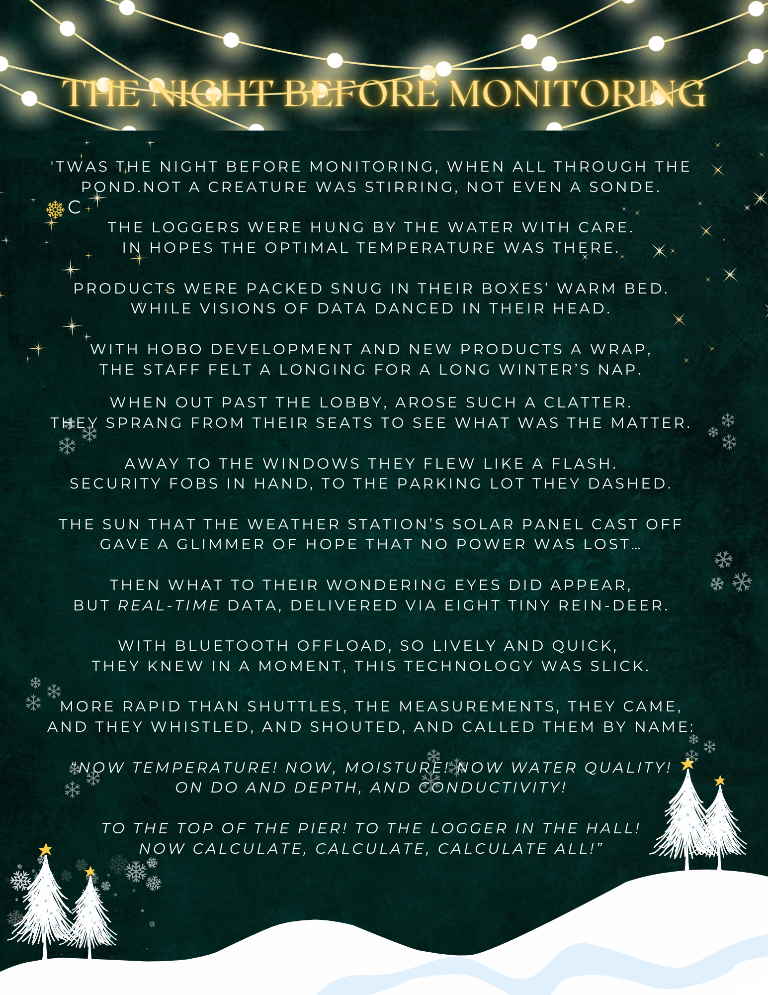 poem Twas the night before monitoring over black night winter background
